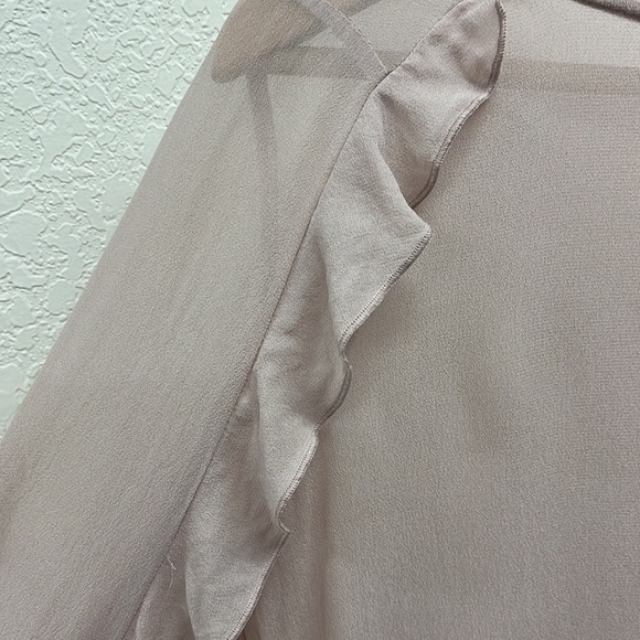 Lucky Brand Sheer Ruffled Sleeve Blouse in Dusty Rose XS - Picture 3 of 5